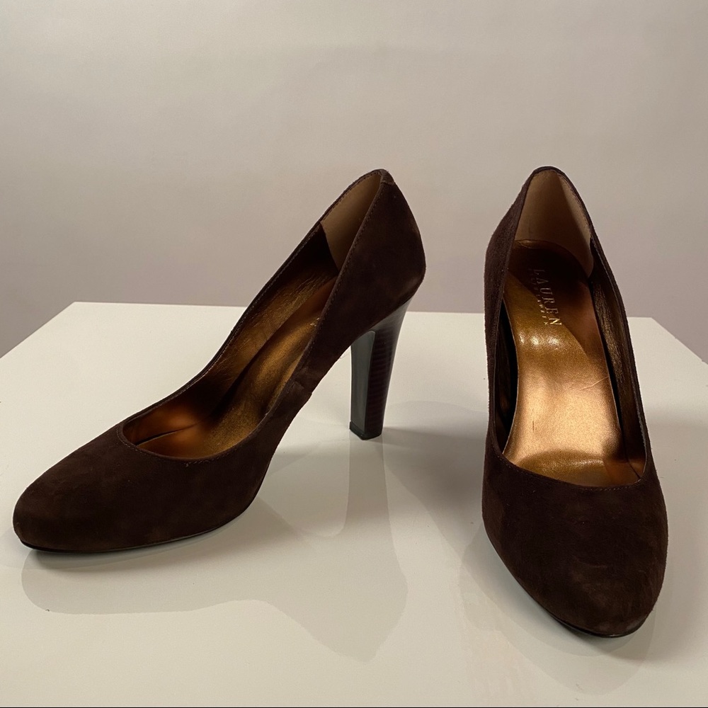 Ralph Lauren Brown Suede Heels size 8